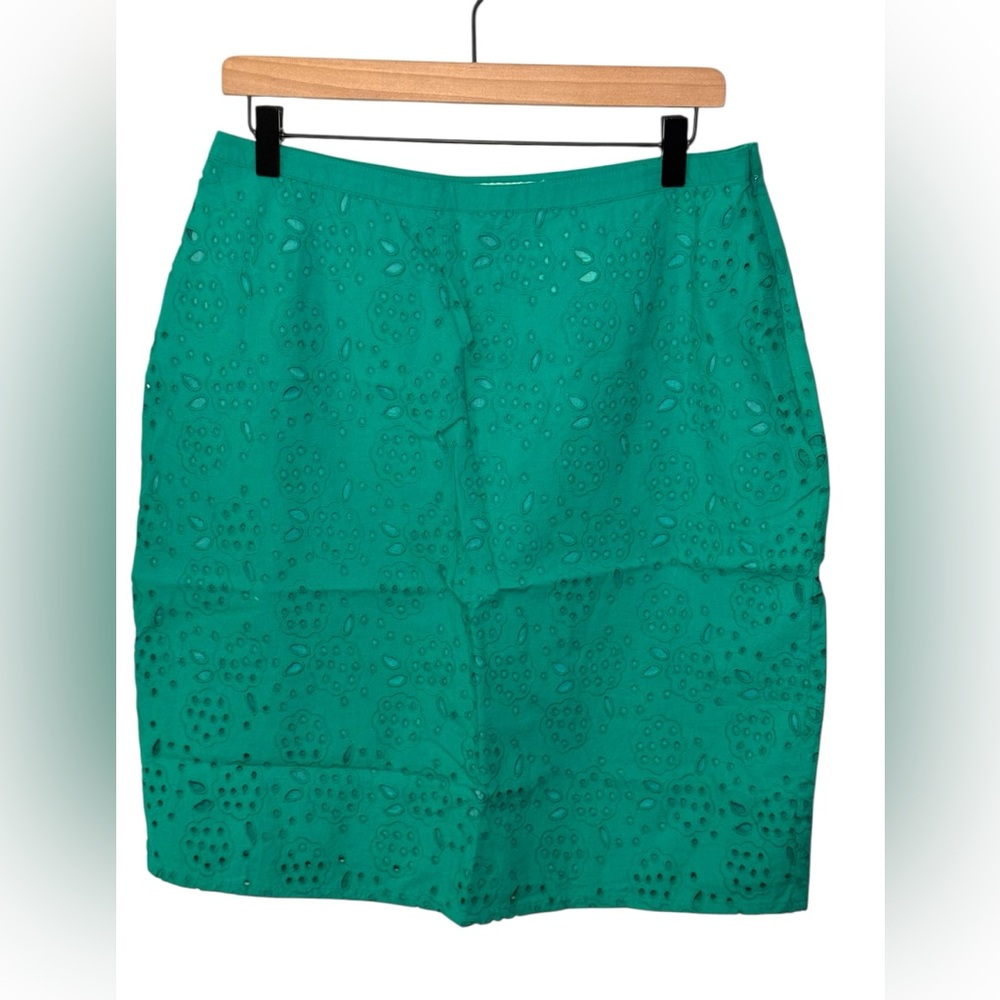 Boden Broderie Eyelet Pencil Skirt NWT 8R – Green Cotton WG401